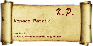 Kopacz Patrik névjegykártya